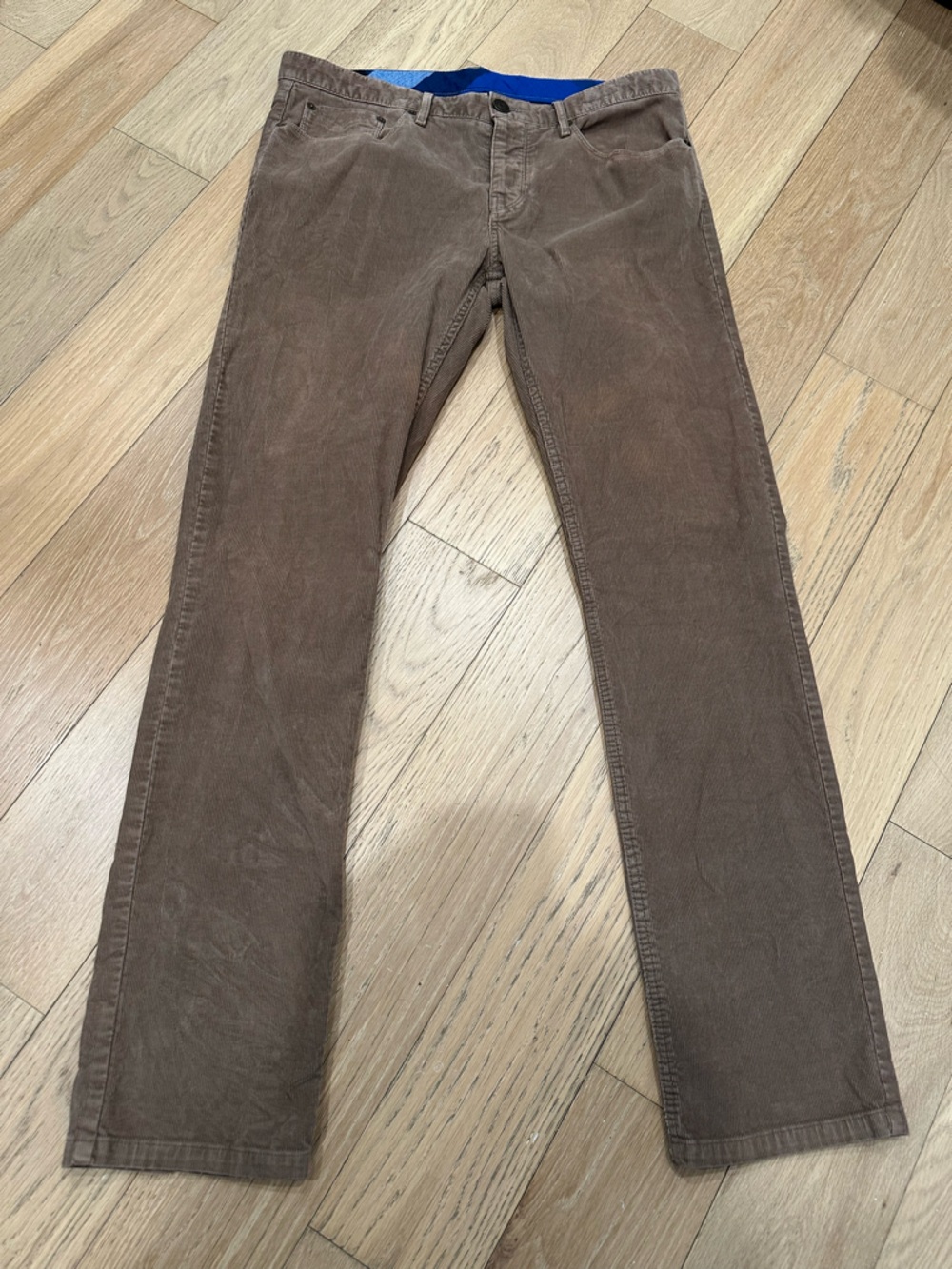 Burberry Brit Pants Mens 32x32 Brown Corduroy Chino Flat Front Slacks